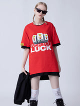 ウィッシュユーラックTシャツ/WISH YOU LUCK 1/2 T-SHIRT_RED