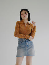 ビーフカラージップアップTシャツ / Beef collar zip-up T-shirt (4color)