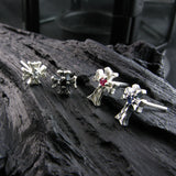 シャイニークロスS1ブラックスピネルシルバースタッズイヤリング / Shiny Cross-S1 Black Spinel silver stud earring (4595395887222)