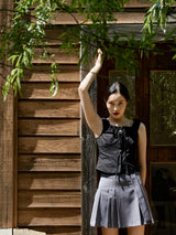 Shirring bustier blouse (Black) (6570446520438)
