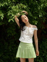 Shirring bustier blouse (White) (6570445799542)