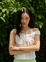 Shirring bustier blouse (White) (6570445799542)