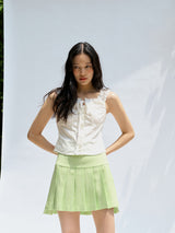 Tweed pleats skirt (Light green) (6570437345398)