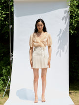 Tweed pleats skirt (White) (6570438262902)