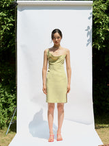 Unbalance draped dress (Light green) (6570867556470)