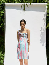 Unbalance draped dress (Print) (6570865459318)