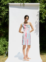 Unbalance draped dress (Print) (6570865459318)